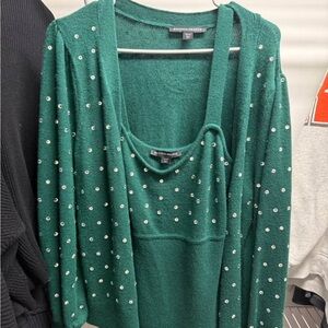Boston Proper Emerald Green Cardigan with Stud Accents